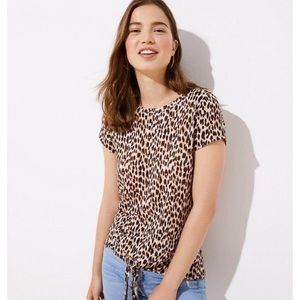 Loft leopard print top short sleeved linen new with tags size small